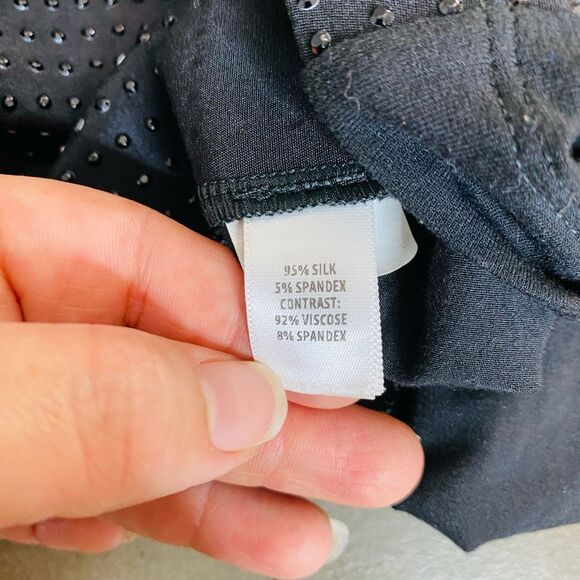 🚨Final Sale St. John‎ Women’s Studded Silk Tunic Top Black Size M Oversized - Picture 6 of 6